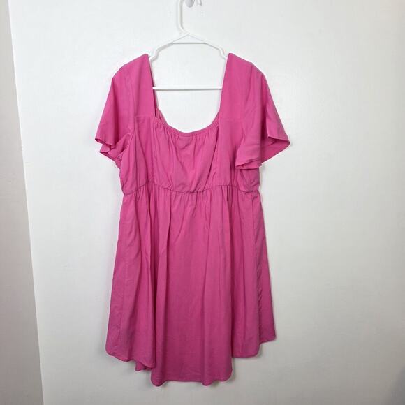 TORRID Pink Babydoll Challis Lace Up High Low Girly Flowy Tunic Shirt Size 12 - Picture 3 of 8
